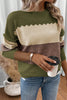 Black Colorblock Crew Neck Drop Shoulder Sweater