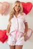 Short Sleeve and Ruffled Shorts Pajama Set