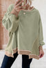 Light Pink Color Block Mix Texture Waffle Patchwork Oversize Sweatshirt