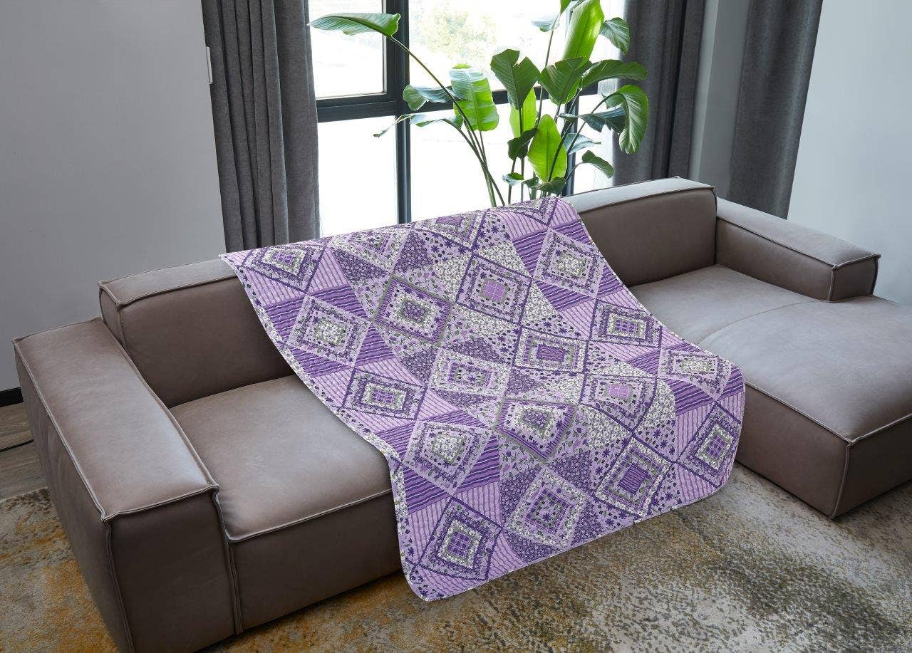 “Lavender Fields"  Quilted Throw Blanket 50"x60"