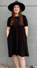 Black Short Sleeve Dress With Side Pockets