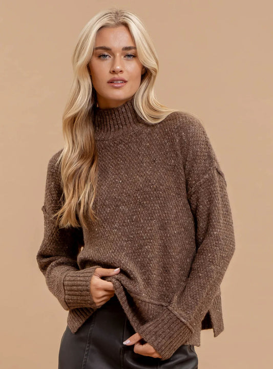 Mocha Wool Blend TurtleNeck Sweater