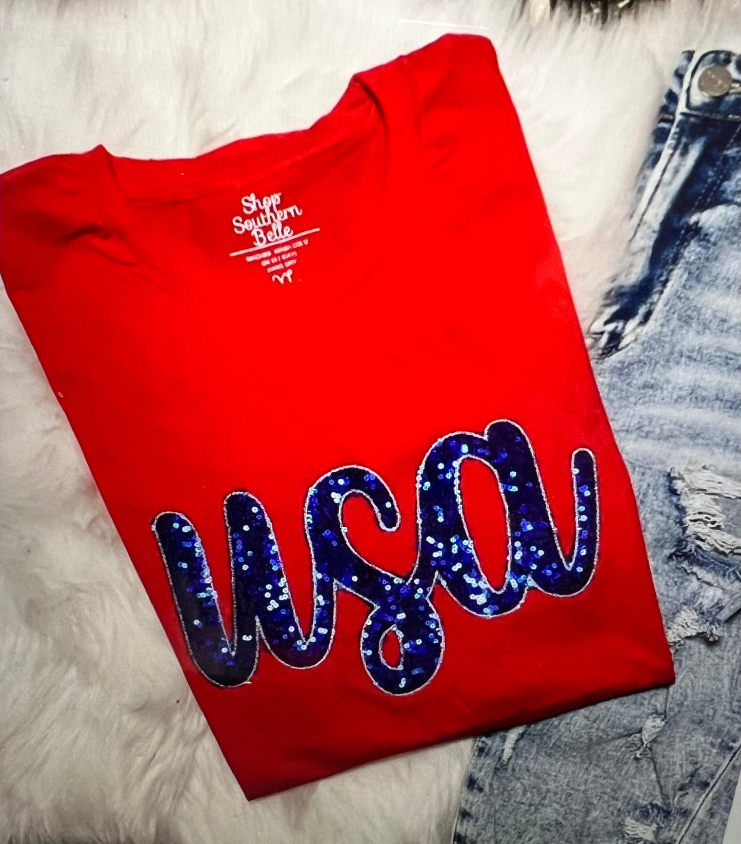 Red USA Short Sleeve Graphic Tee