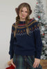 Navy Fair Isle Crew Neck Knit Sweater