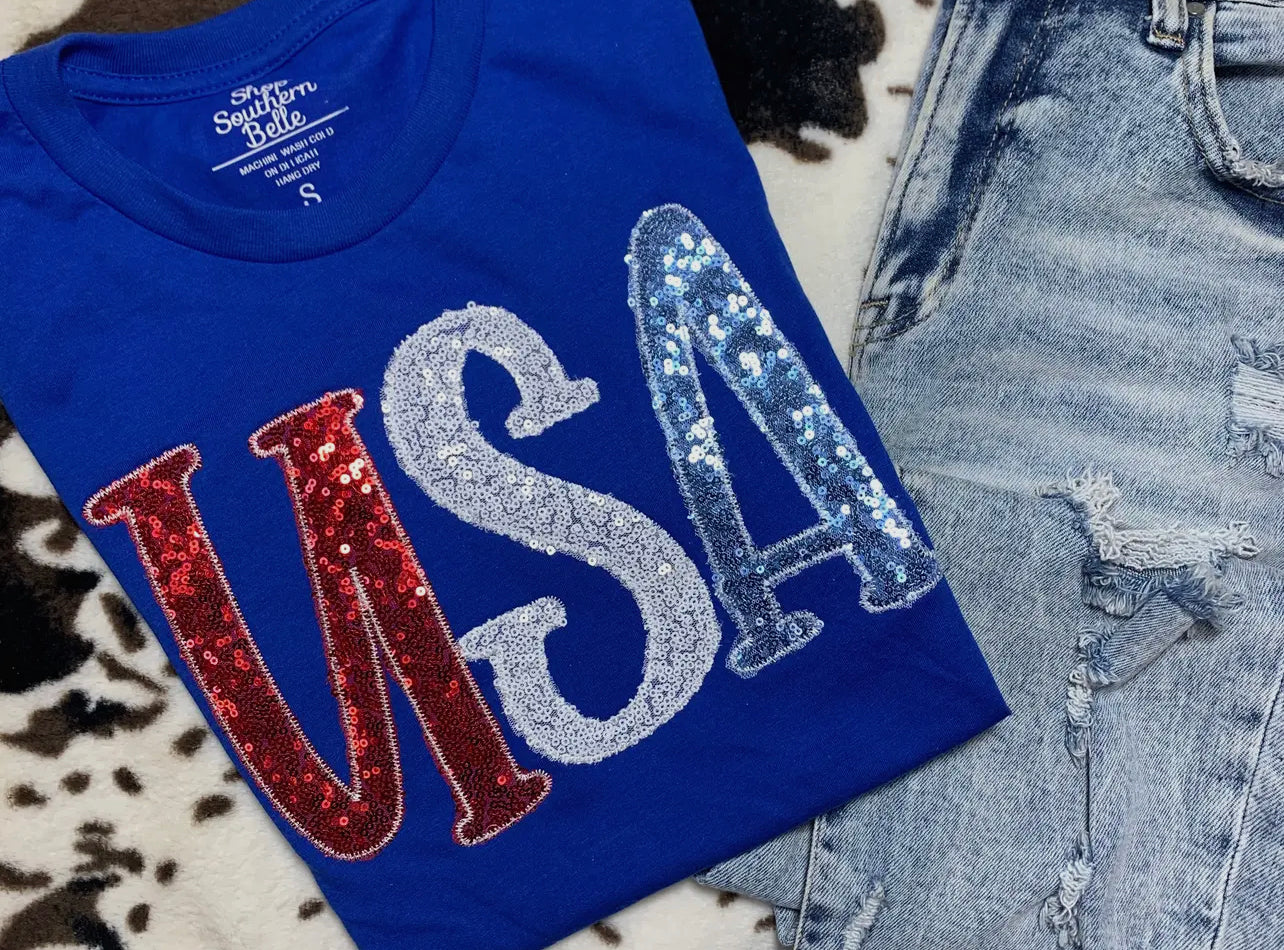 Blue USA Short Sleeve Graphic Tee