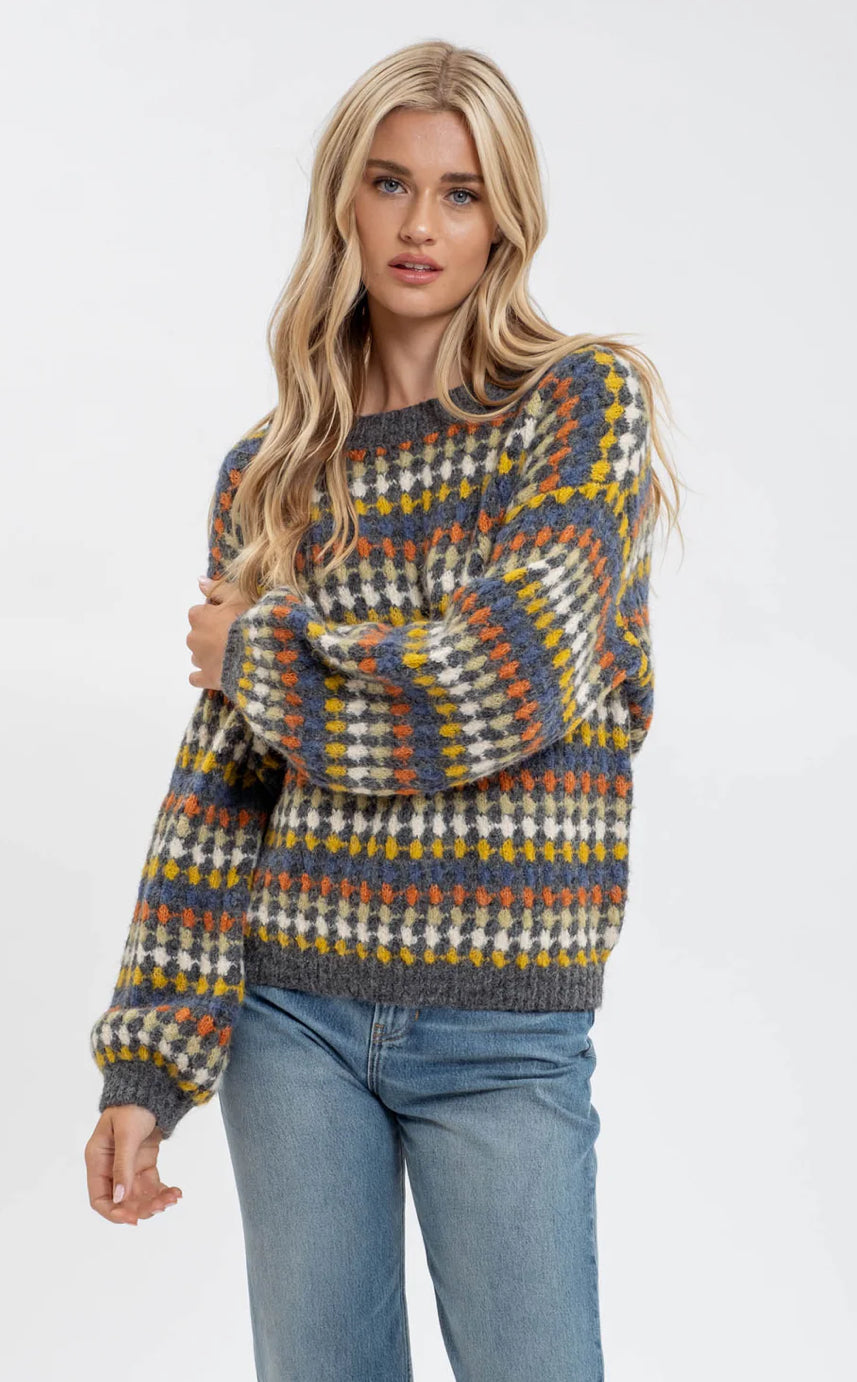 Charcoal Multicolor Knit Sweater