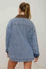 Denim Contrast Collar Jacket With Hook Latches