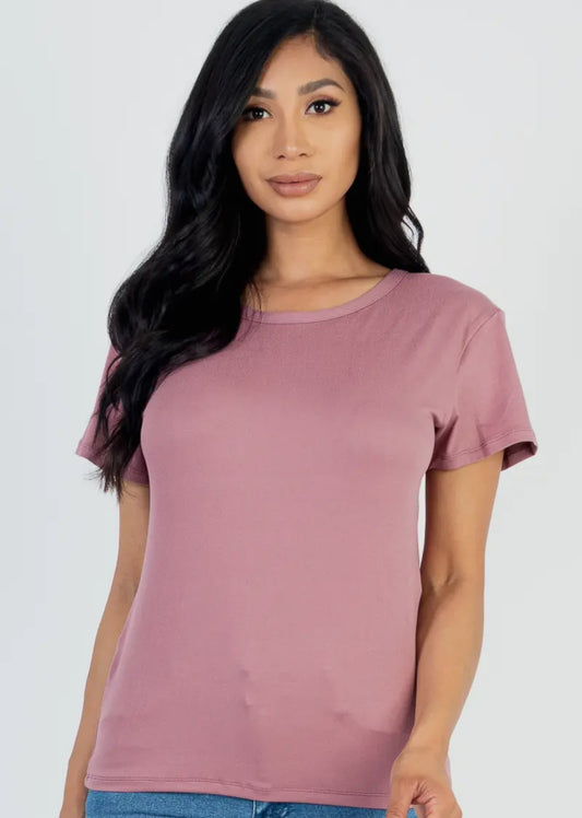 Mauve Basic Short Sleeve Top