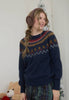 Navy Fair Isle Crew Neck Knit Sweater