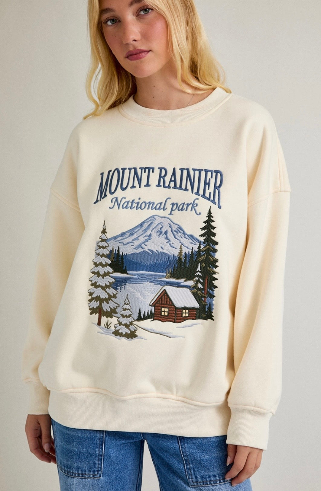 “Mt Rainier National Park” Long Sleeve Crew Neck Sweatshirt
