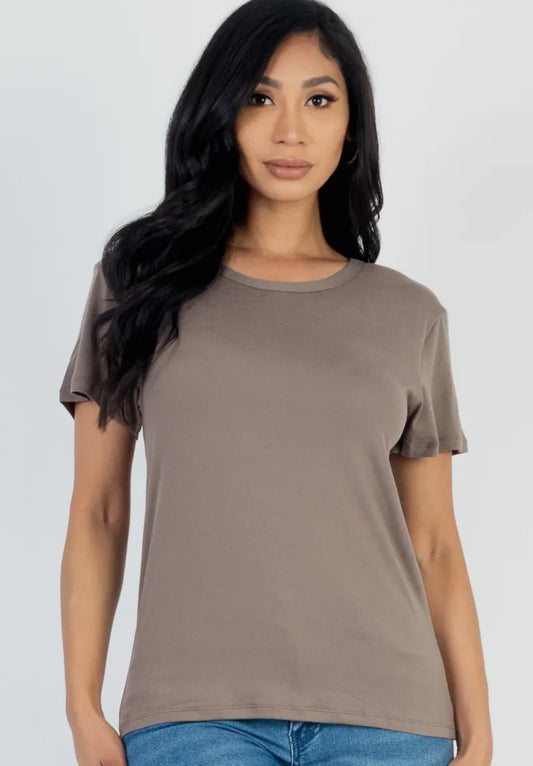 Taupe Basic Short Sleeve Top