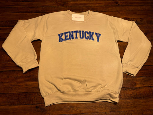 Cream Kentucky Sweatshirt With Blue Lettering