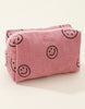 Smiley Face Corduroy Cosmetic Pouch Bag