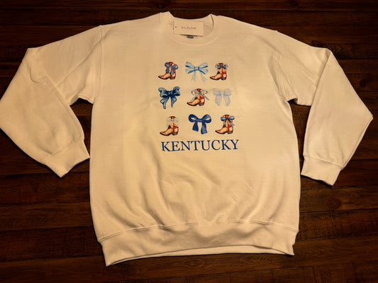 White Kentucky Boots And Bows Sweatshirt