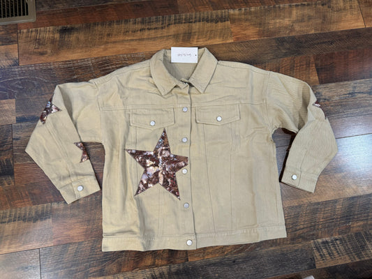 Taupe Star Denim Jacket