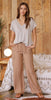 Tan Wide Leg Drawstring Cargo Pants