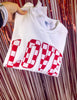 Red Checkered Embroidered Love Sweatshirt