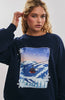 LE LIS Collection Long Sleeve Crew Neck Snow Ski Mountain Graphic Sweatshirt