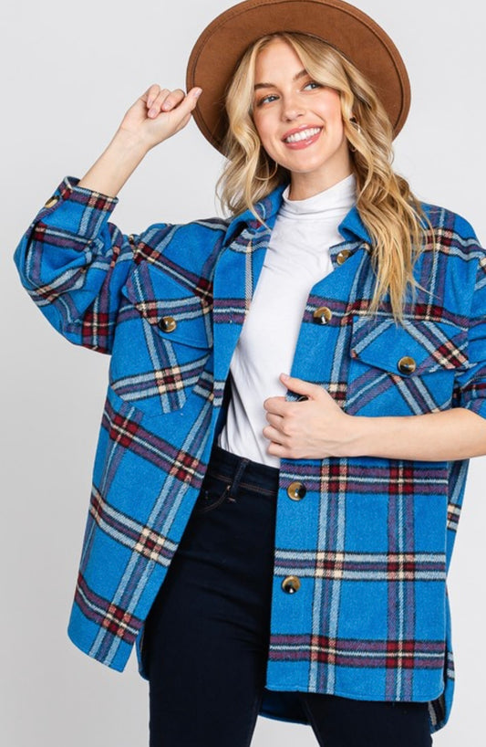 Oversize Plaid Flannel Shirt Jacket Shacket - Grace Ann Faith Boutique - Official Online Boutique 