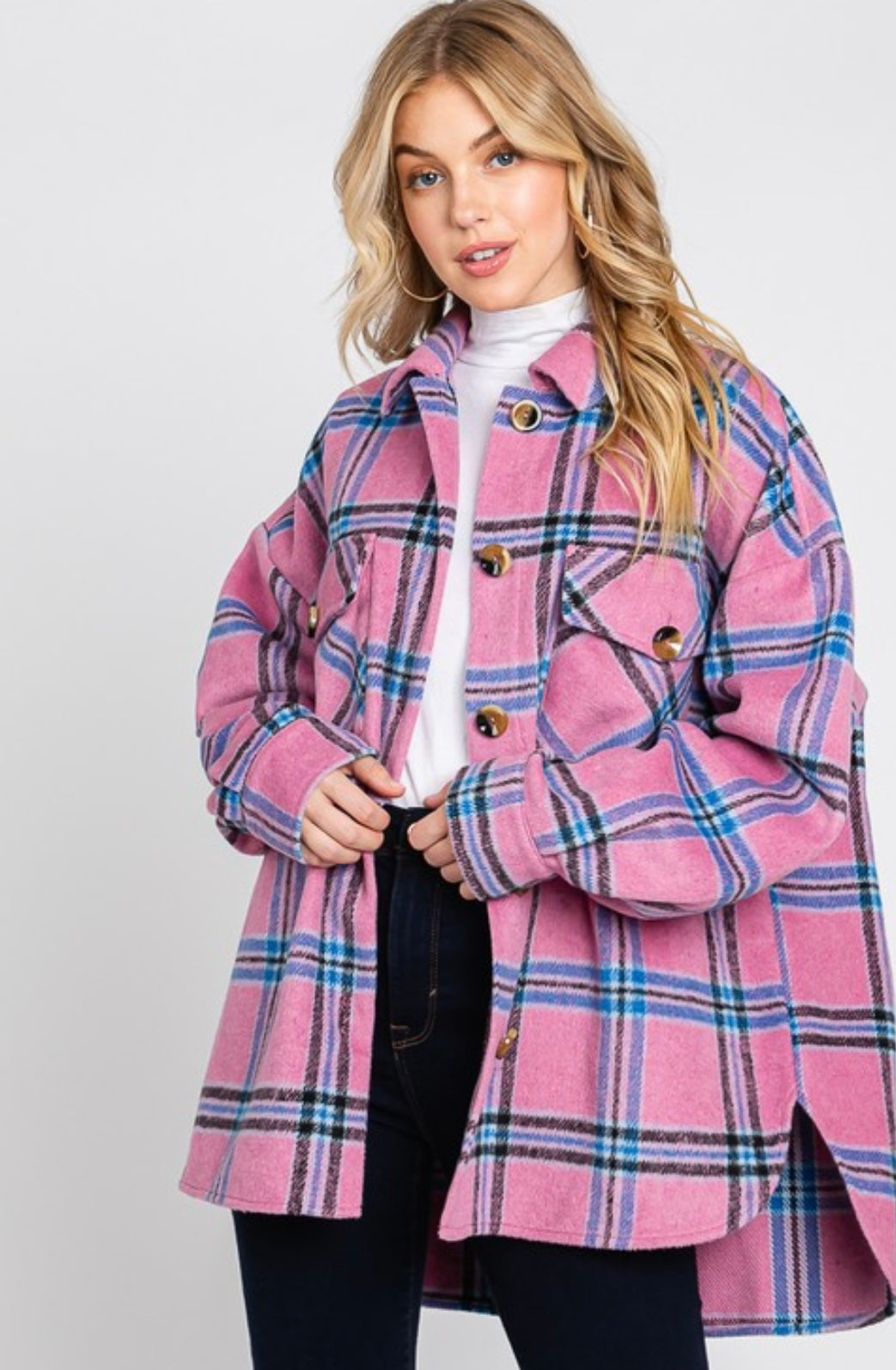 Oversize Plaid Flannel Shirt Jacket Shacket - Grace Ann Faith Boutique - Official Online Boutique 