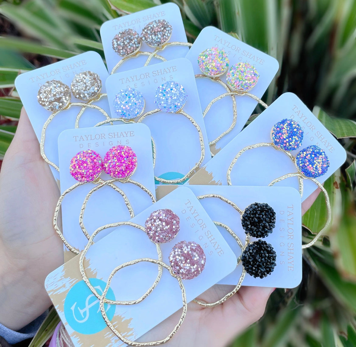 Glitter Top Hoops-Rainbow - Grace Ann Faith Boutique - Official Online Boutique 