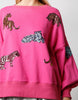 Peach Love Multi Color Sequins Oversized Tiger Sweatshirt