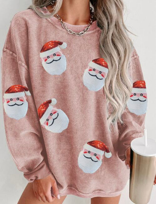 Sequin Santa Patch Ribbed Sweat - Grace Ann Faith Boutique - Official Online Boutique 