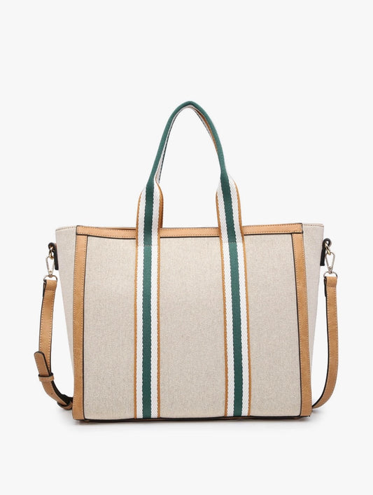 JEN & CO. Camel Haley Canvas Tote w/ Contrast Straps
