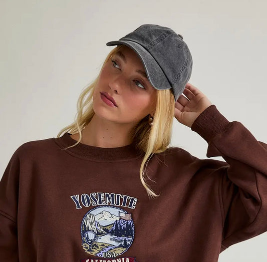 Le Lis Collection “Yosemite" Embo Long Sleeve Crew Neck Oversized Sweatshirt