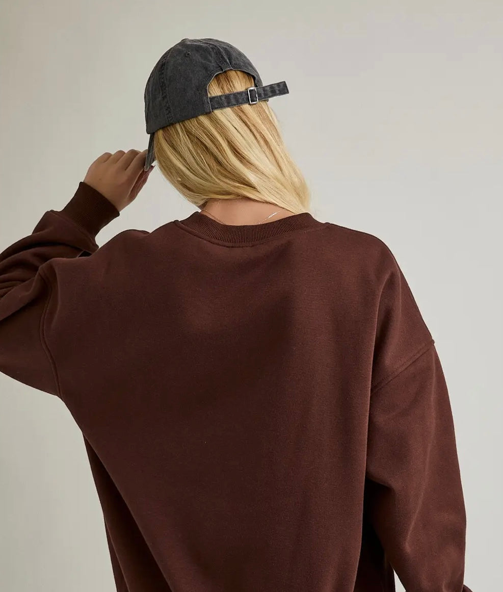 Le Lis Collection “Yosemite" Embo Long Sleeve Crew Neck Oversized Sweatshirt
