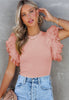 Pink Dotty Mesh Ruffle Sleeve Ribbed Knit Top - Grace Ann Faith Boutique - Official Online Boutique 