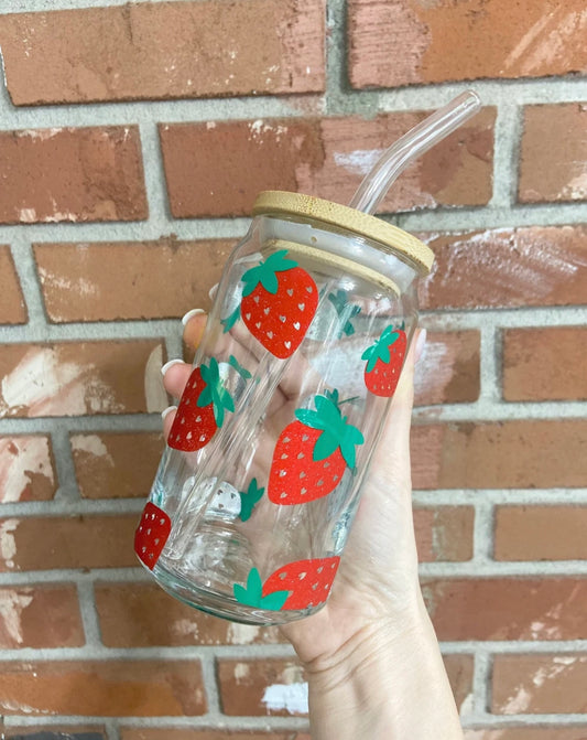 Strawberry Iced Coffee Glass - Grace Ann Faith Boutique - Official Online Boutique 