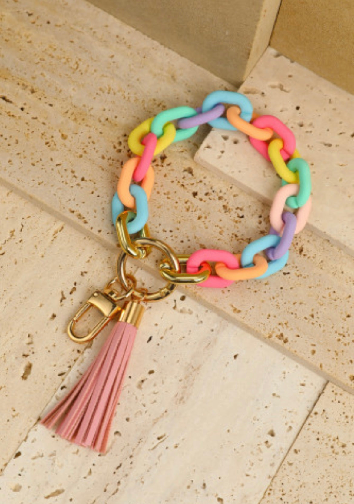 Multicolor Acrylic Bracelet Keychain with Tassel - Grace Ann Faith Boutique - Official Online Boutique 