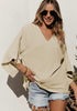Parchment Solid V Neck Wide Sleeve Crinkled Blouse - Grace Ann Faith Boutique - Official Online Boutique 