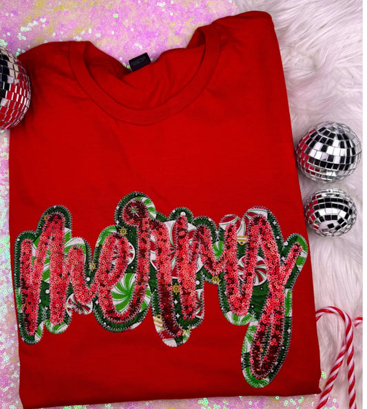 Red Double Layer Merry Sweatshirt