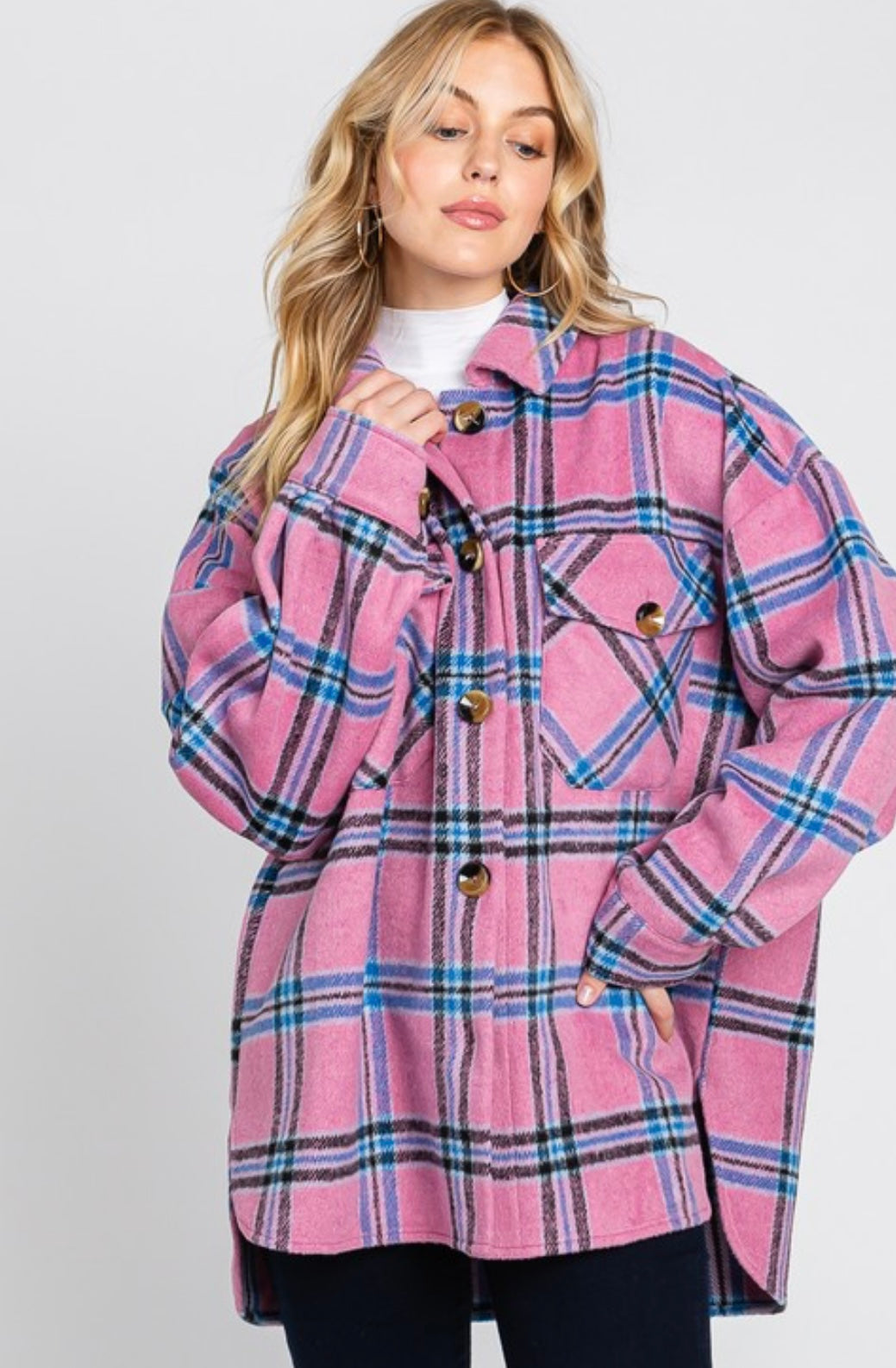 Oversize Plaid Flannel Shirt Jacket Shacket - Grace Ann Faith Boutique - Official Online Boutique 