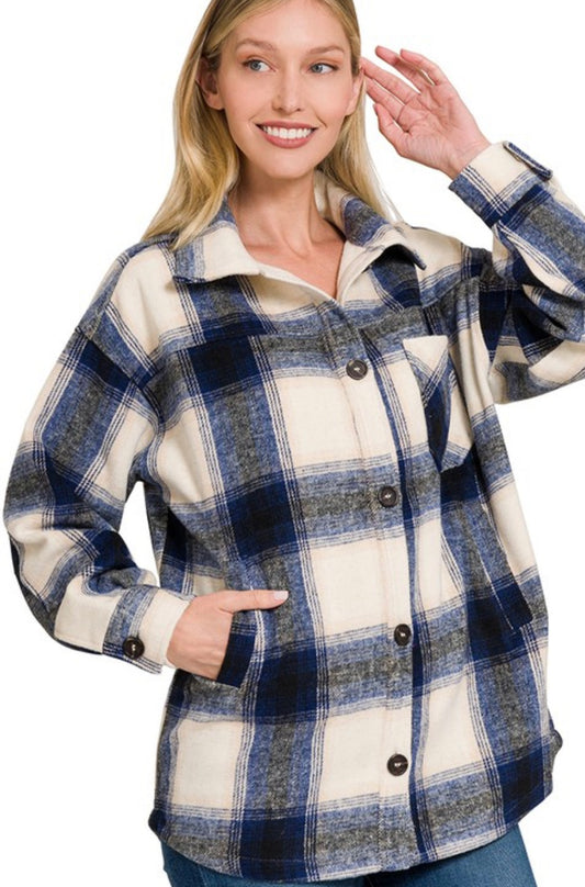 Oversized Yarn Dyed Plaid Longline Shacket - Grace Ann Faith Boutique - Official Online Boutique 