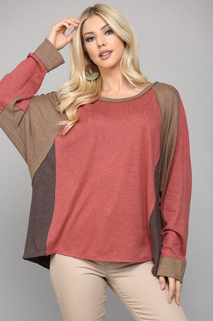 Color Block Mixed Loose Fit Top - Grace Ann Faith Boutique - Official Online Boutique 