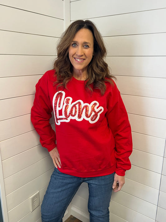 Red Sequined Lions Sweatshirt