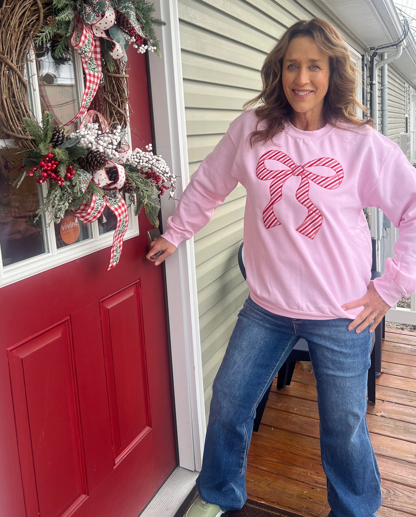 Pink Christmas Bow Sweatshirt