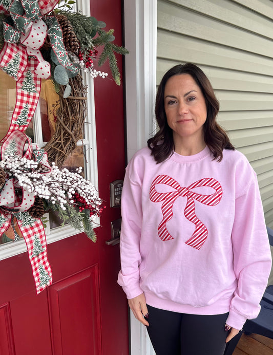 Pink Christmas Bow Sweatshirt
