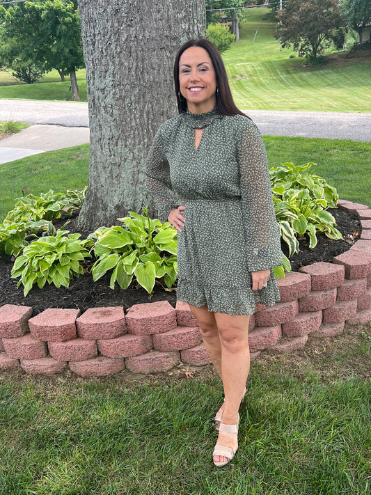 Sage Green Floral Mini Dress - Grace Ann Faith Boutique - Official Online Boutique 