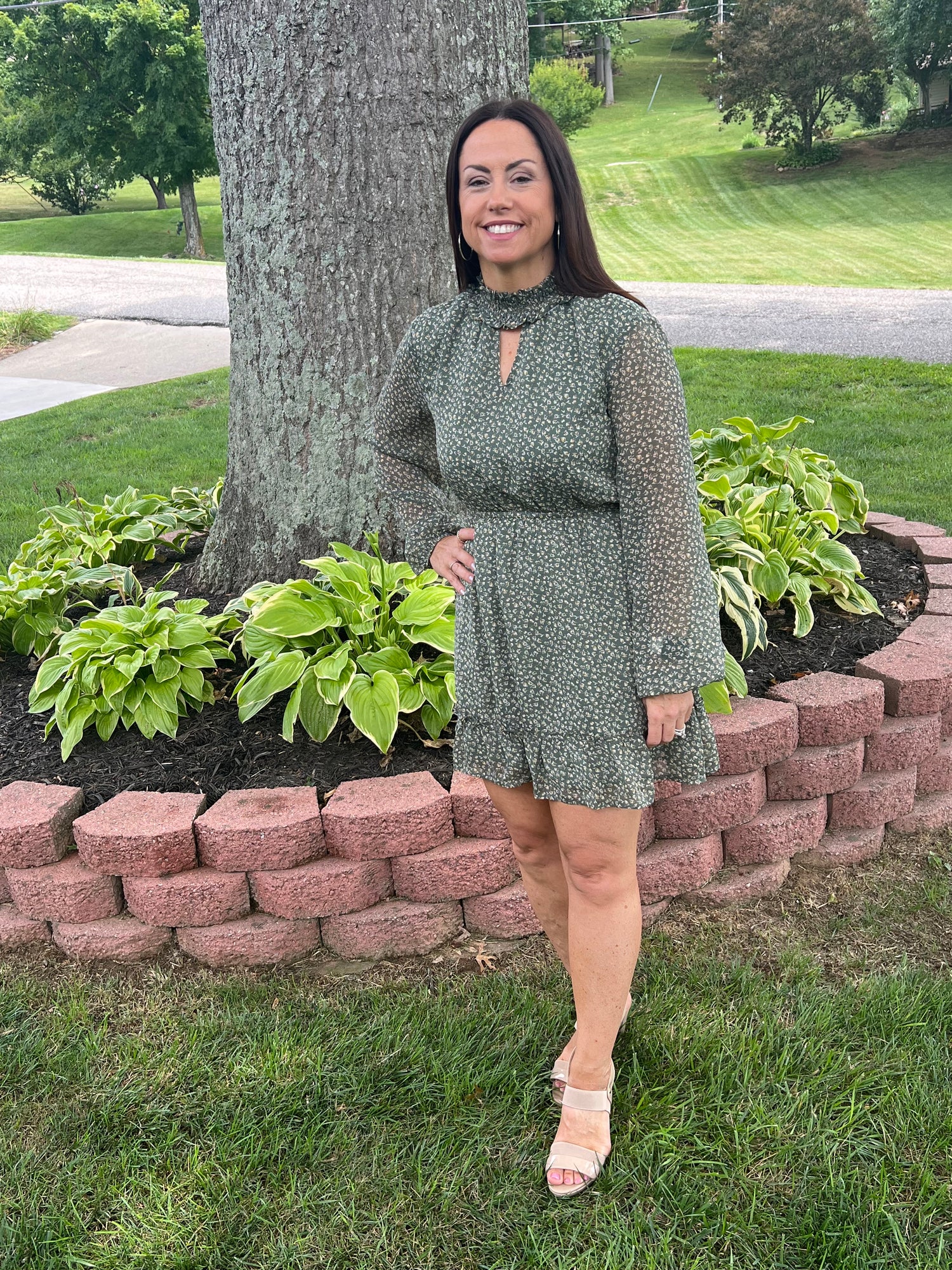Sage Green Floral Mini Dress Sage Green Floral Mini Dress