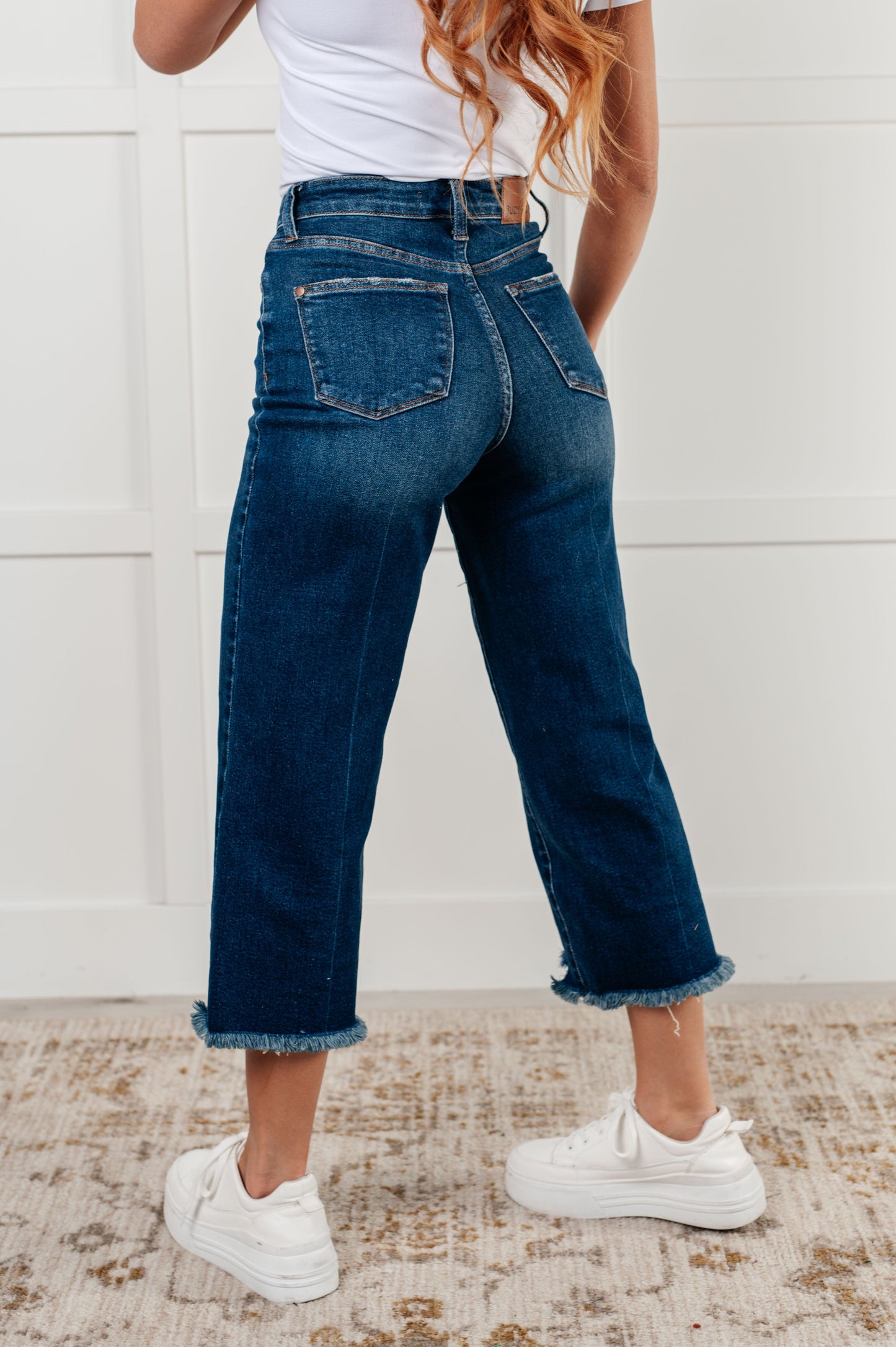 Judy Blue High Rise Button Fly Wide Leg Crop Jeans