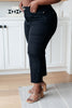 Judy Blue High Rise Control Top Wide Leg Crop Jeans in Black