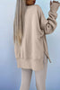 Orchid Mist Solid Color Oversize Slit Sweatshirt Ribbed Leggings 2pcs Set
