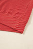 Fiery Red Twisted Rib Outlined Merry Letter Graphic Loose Long Sleeve Top