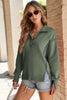 Orange Buttoned Collared Raw Detail High Low Baggy Sweatshirt with Slits