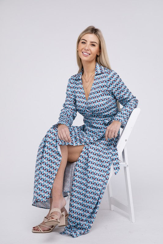 Geometric Print Wrap Dress - Grace Ann Faith Boutique - Official Online Boutique 