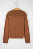 Chestnut Collared V Neck Ribbed Edge Sweater